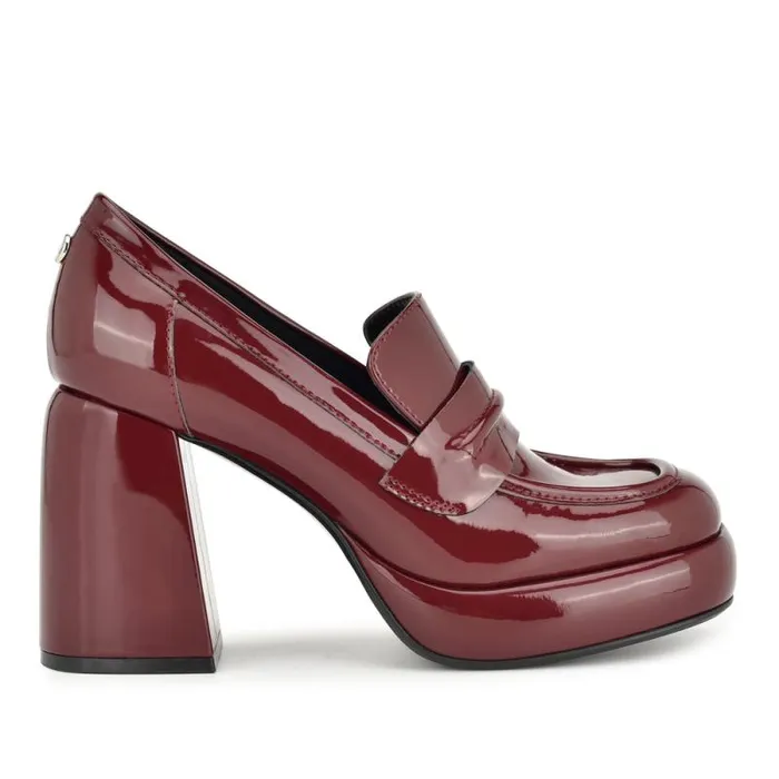 Verge Heeled Platform Loafers Medium Red Women Nine West Heels