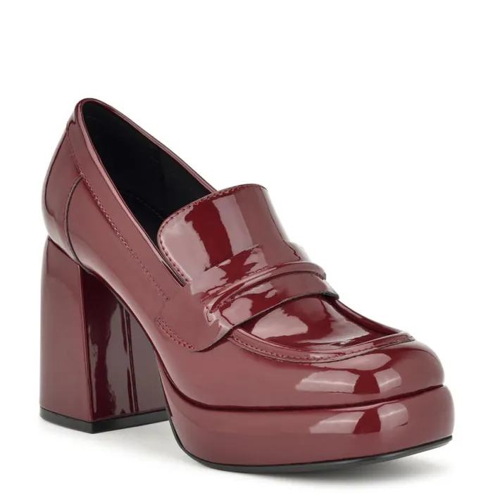 Verge Heeled Platform Loafers Medium Red Women Nine West Heels