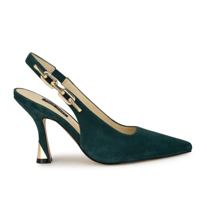 Veroni Slingback Pumps Dark Green Suede Women Nine West Heels