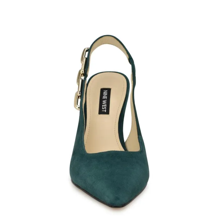 Veroni Slingback Pumps Dark Green Suede Women Nine West Heels Veroni Slingback Pumps Dark Green Suede Women Nine West Heels