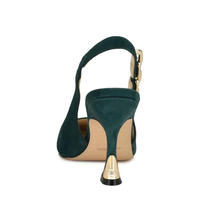 Veroni Slingback Pumps Dark Green Suede Women Nine West Heels Veroni Slingback Pumps Dark Green Suede Women Nine West Heels