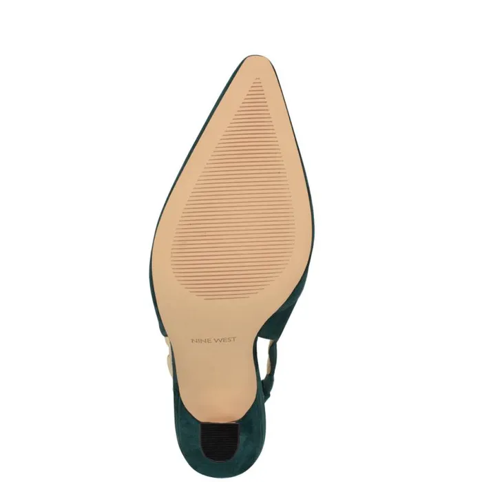 Veroni Slingback Pumps Dark Green Suede Women Nine West Heels Veroni Slingback Pumps Dark Green Suede Women Nine West Heels