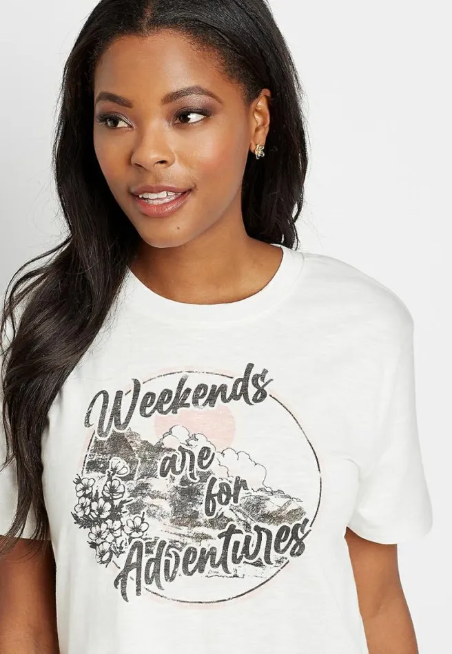 Weekends Are For Adventures Oversized Graphic Tee Women Maurices Tops