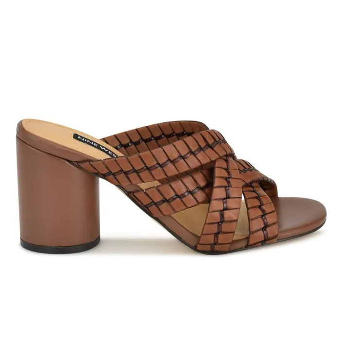 Wenea Strappy Heeled Slide Sandals Brown Women Nine West Heels