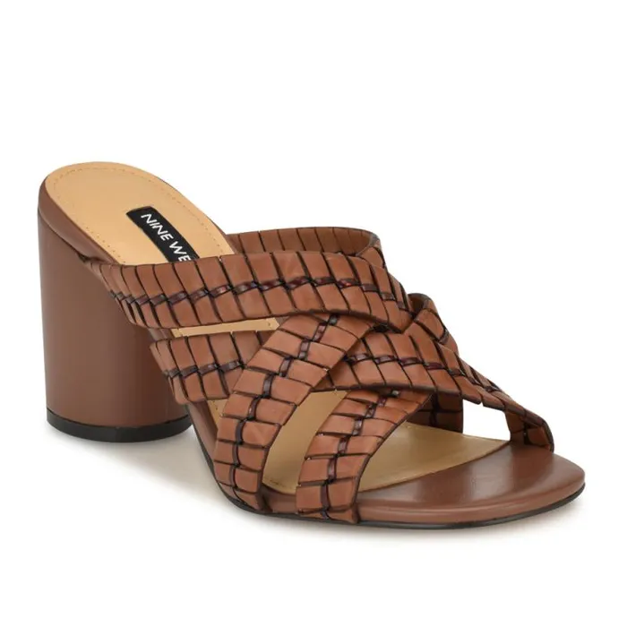 Wenea Strappy Heeled Slide Sandals Brown Women Nine West Heels Wenea Strappy Heeled Slide Sandals Brown Women Nine West Heels