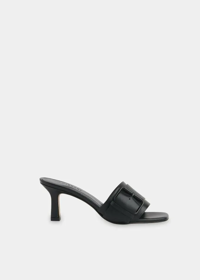 Whistles Adella Buckle Mule Black Women Heels
