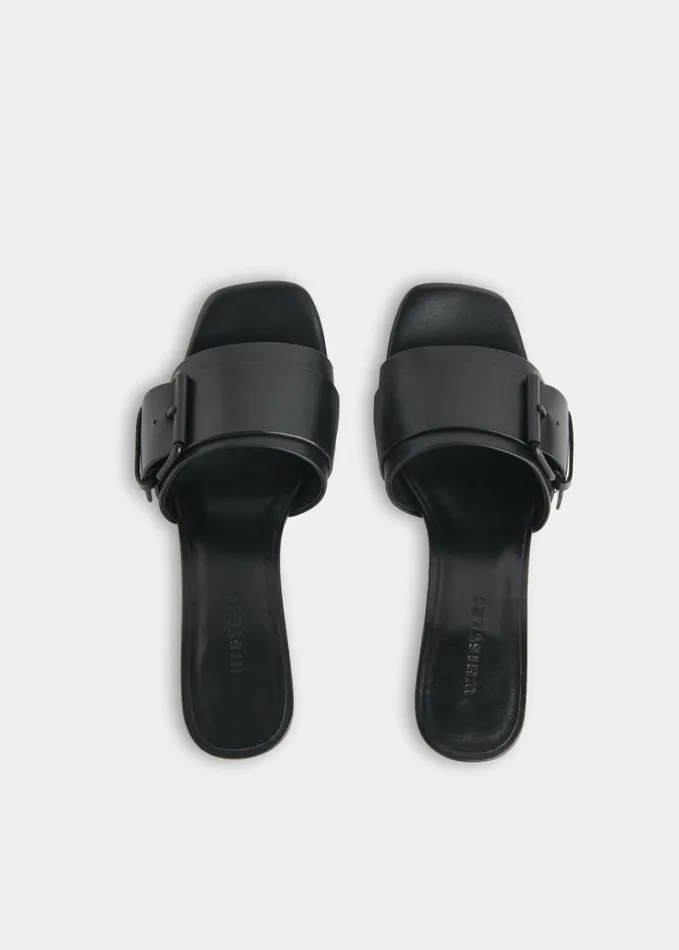 Whistles Adella Buckle Mule Black Women Heels