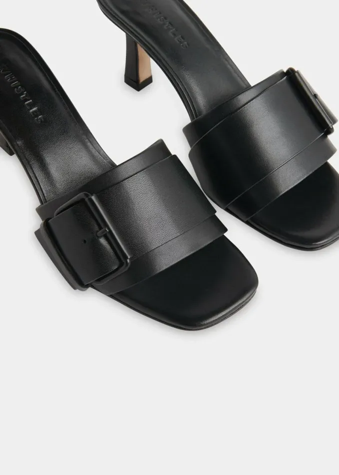 Whistles Adella Buckle Mule Black Women Heels
