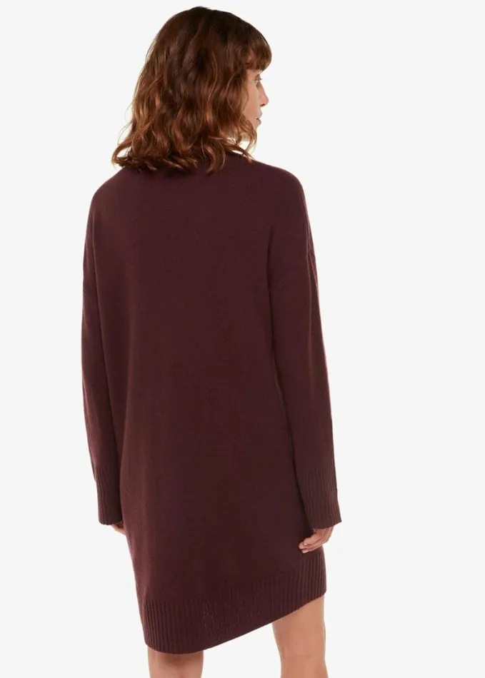 Whistles Amelia Wool Knitted Dress Burgundy Women Dresses