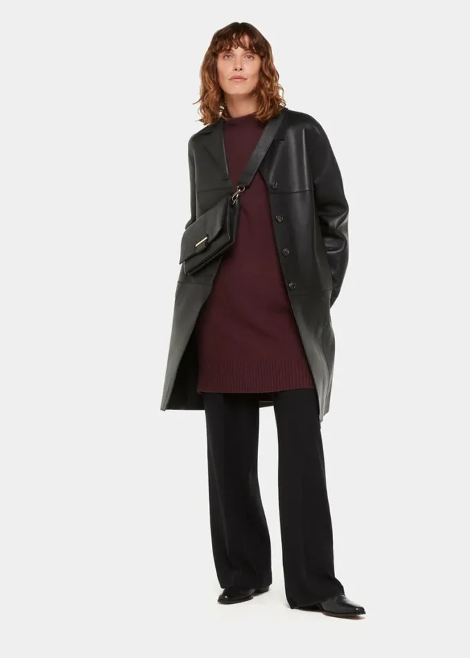 Whistles Amelia Wool Knitted Dress Burgundy Women Dresses
