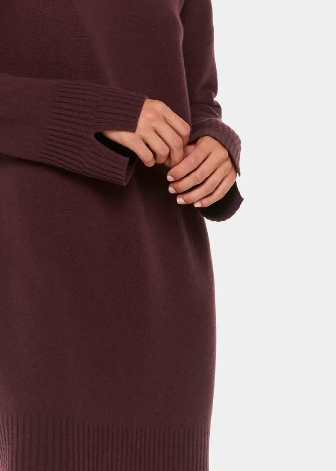 Whistles Amelia Wool Knitted Dress Burgundy Women Dresses