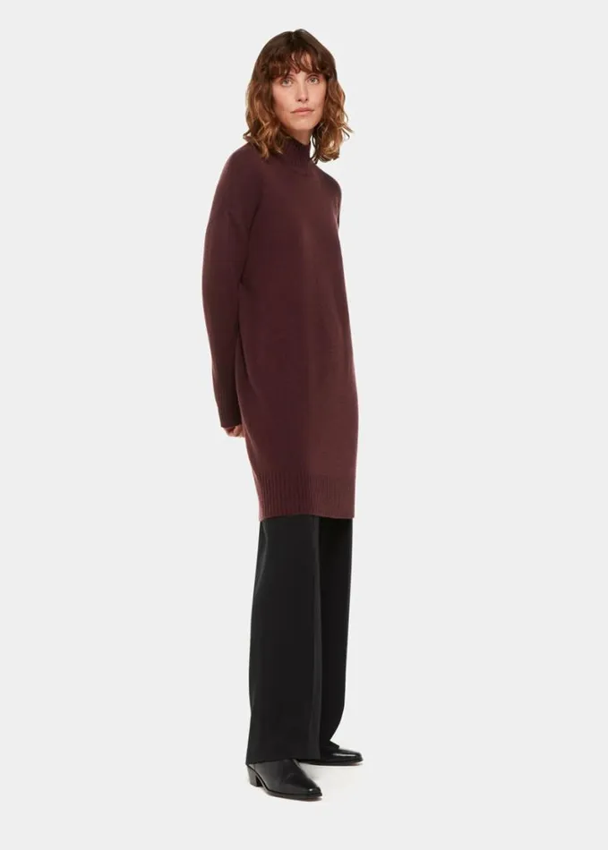 Whistles Amelia Wool Knitted Dress Burgundy Women Dresses