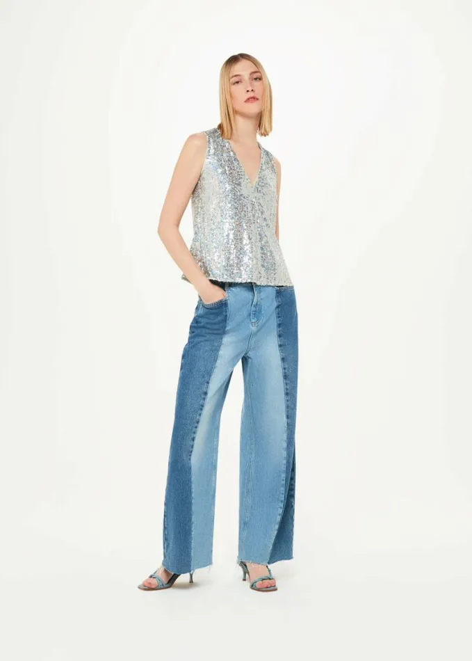 Whistles Claudia Sequin Vest Top Silver Women Tops