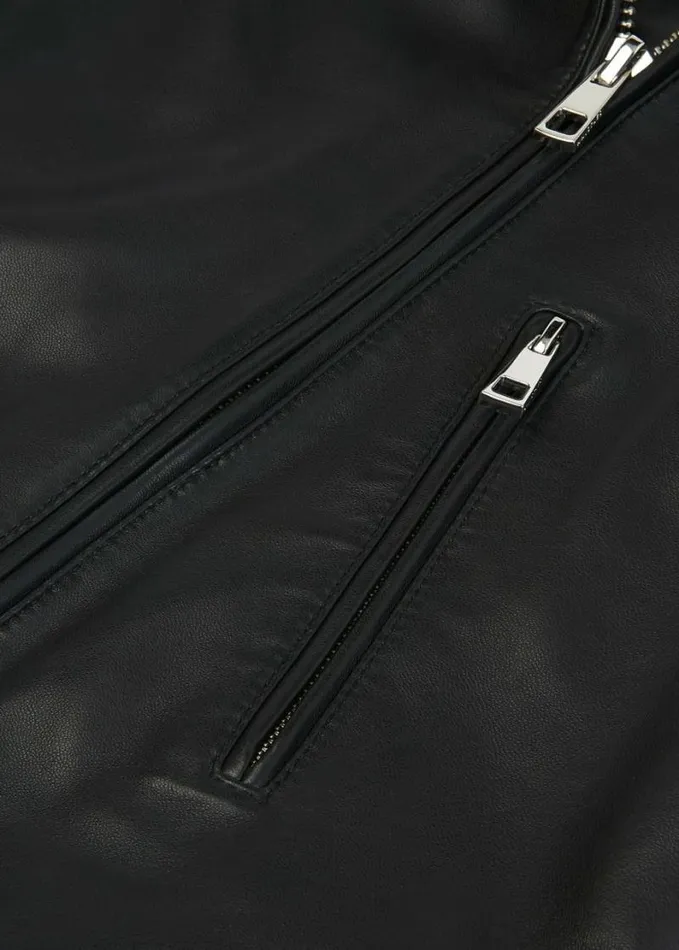 Whistles Ellis Balloon Sleeve Biker Black Women Coats and Jackets