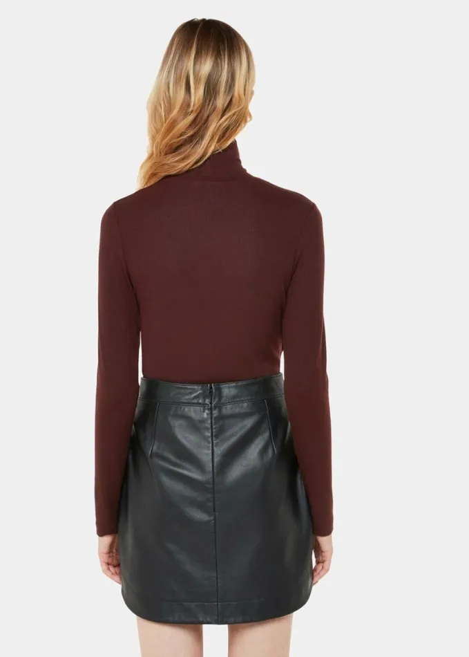 Whistles Essential Ribbed Polo Burgundy Women Sweaters and Cashmere