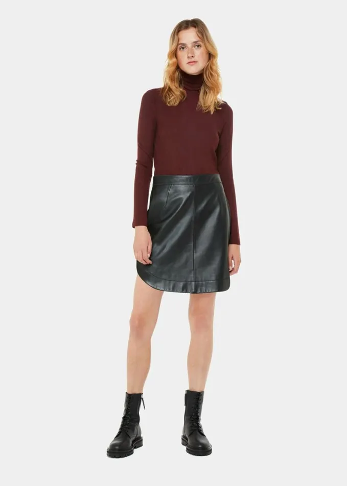 Whistles Essential Ribbed Polo Burgundy Women Sweaters and Cashmere