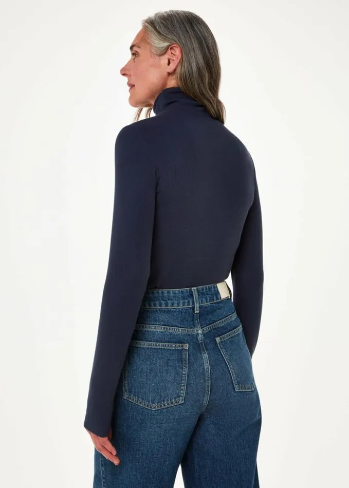 Whistles Essential Ribbed Polo Navy Women Sweaters and Cashmere