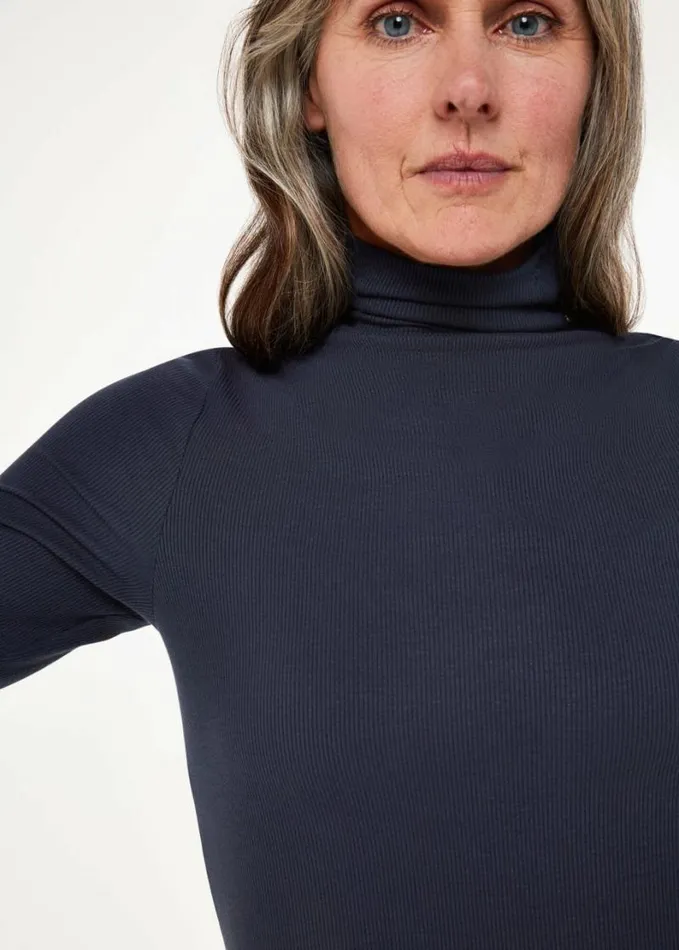 Whistles Essential Ribbed Polo Navy Women Sweaters and Cashmere