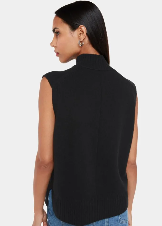 Whistles Funnel Neck Tank Black Women Sweaters and Cashmere