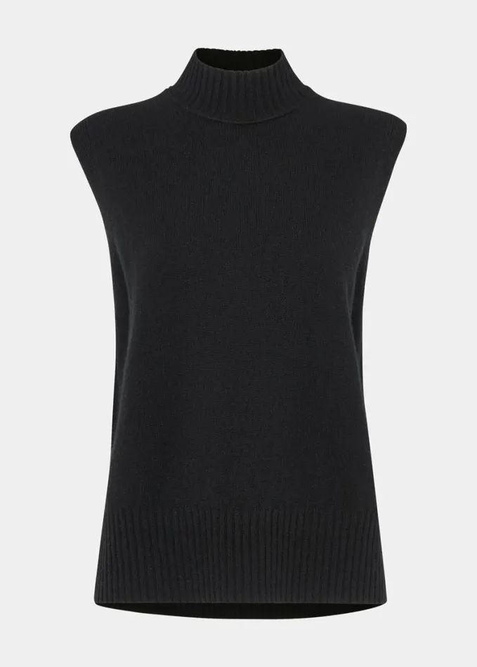 Whistles Funnel Neck Tank Black Women Sweaters and Cashmere