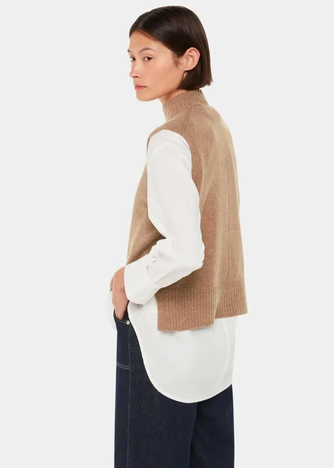 Whistles Funnel Neck Tank Camel Women Sweaters and Cashmere