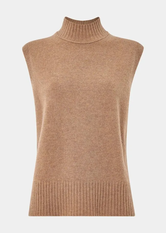Whistles Funnel Neck Tank Camel Women Sweaters and Cashmere