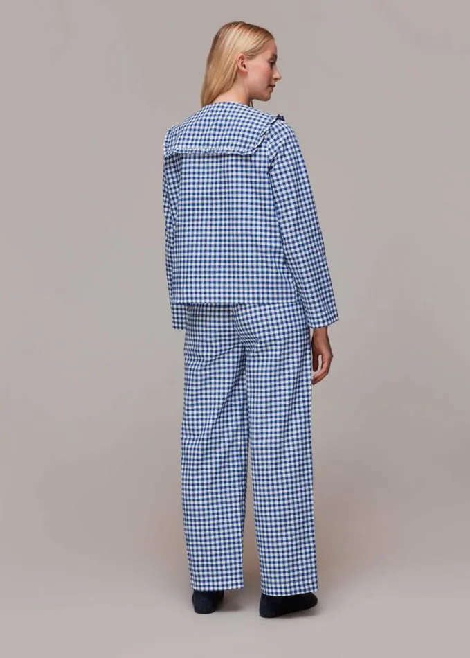 Whistles Gingham Collar Pyjamas Bluemulti Women Pajamas