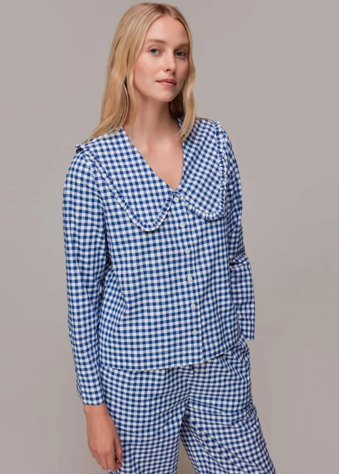 Whistles Gingham Collar Pyjamas Bluemulti Women Pajamas