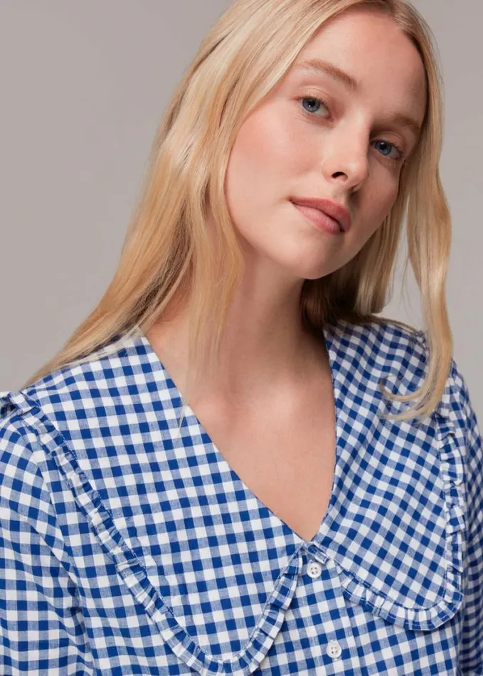 Whistles Gingham Collar Pyjamas Bluemulti Women Pajamas