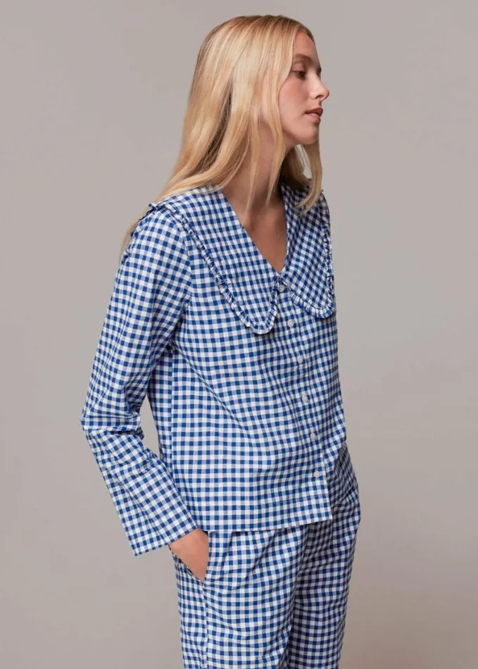 Whistles Gingham Collar Pyjamas Bluemulti Women Pajamas