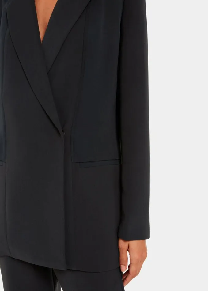 Whistles Jade Crepe Tux Blazer Black Women Tailoring