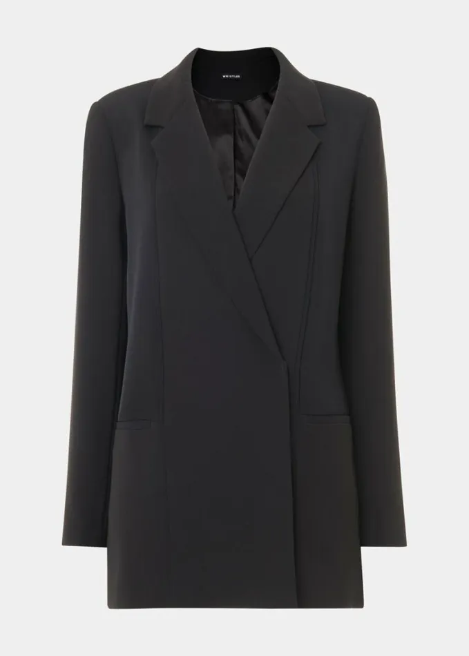 Whistles Jade Crepe Tux Blazer Black Women Tailoring