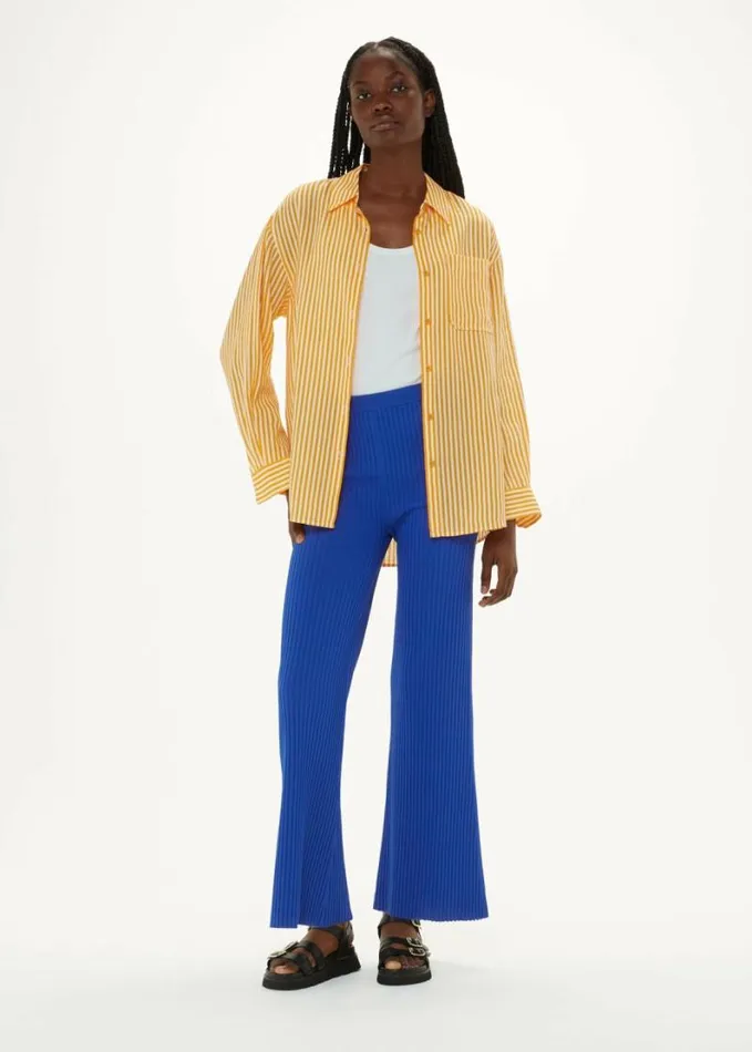 Whistles Knitted Kick Flare Trouser Blue Women Pants
