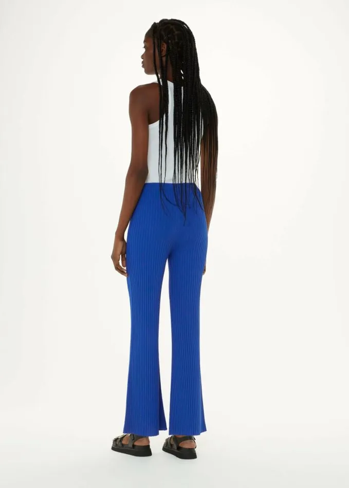 Whistles Knitted Kick Flare Trouser Blue Women Pants