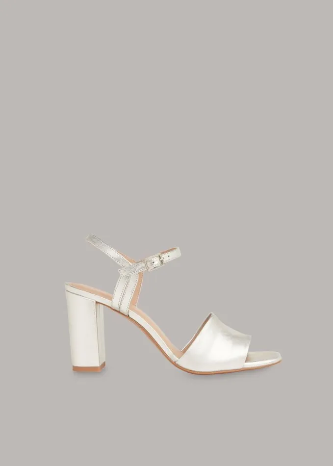 Whistles Lilley High Block Heel Sandal Silver Women Bridesmaids