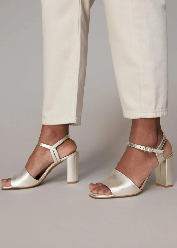 Whistles Lilley High Block Heel Sandal Silver Women Bridesmaids