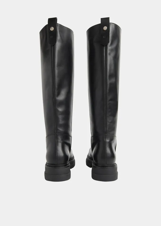 Whistles Maceo Lug Sole Knee High Boot Black Women Boots