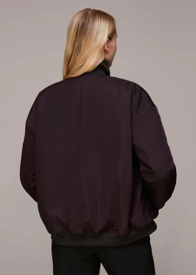 Whistles Maria Bomber Jacket Aubergine Women Coats and Jackets