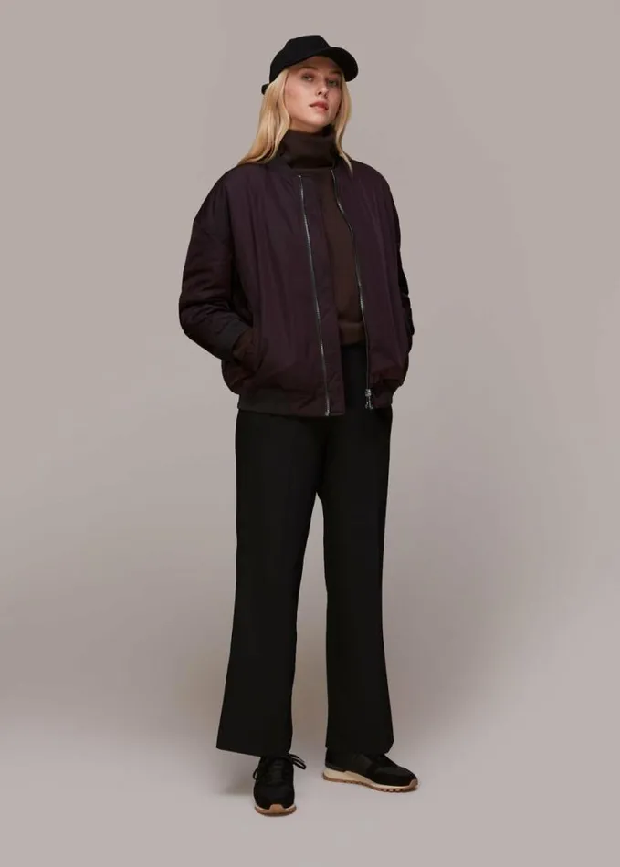 Whistles Maria Bomber Jacket Aubergine Women Coats and Jackets