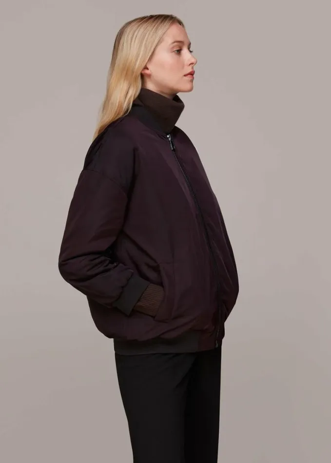 Whistles Maria Bomber Jacket Aubergine Women Coats and Jackets