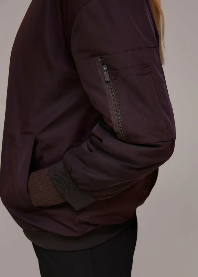 Whistles Maria Bomber Jacket Aubergine Women Coats and Jackets
