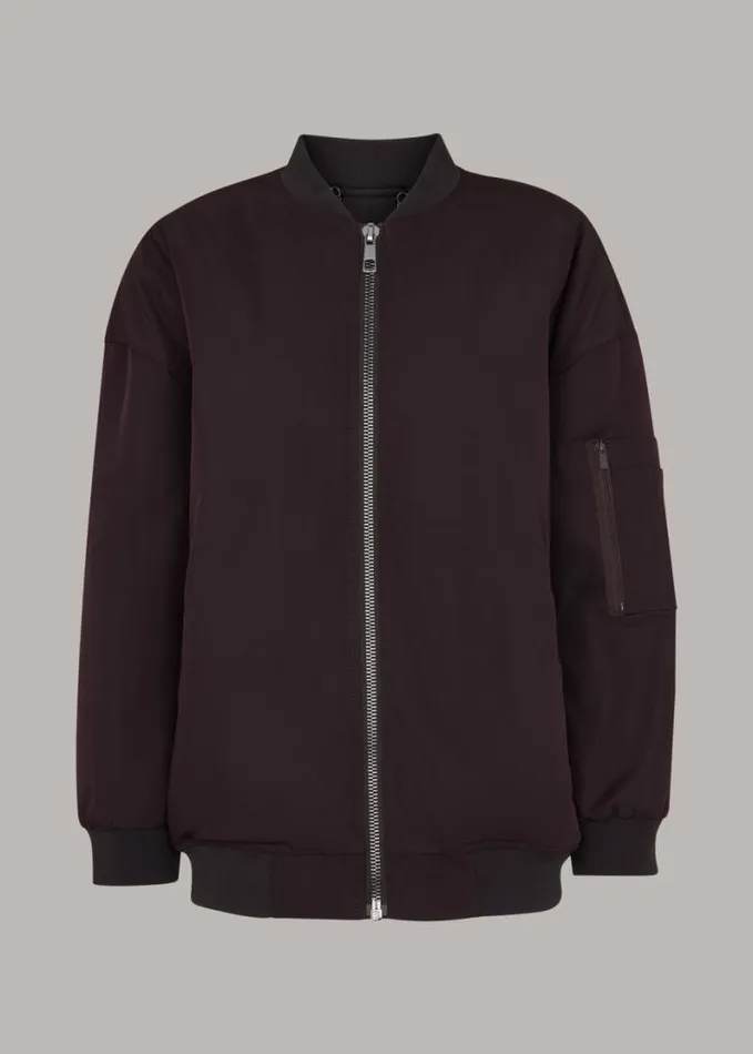 Whistles Maria Bomber Jacket Aubergine Women Coats and Jackets