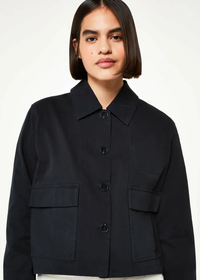 Whistles Marie Casual Jacket Washed Black Women Coats and Jackets