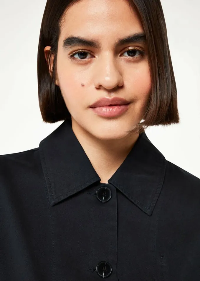 Whistles Marie Casual Jacket Washed Black Women Coats and Jackets