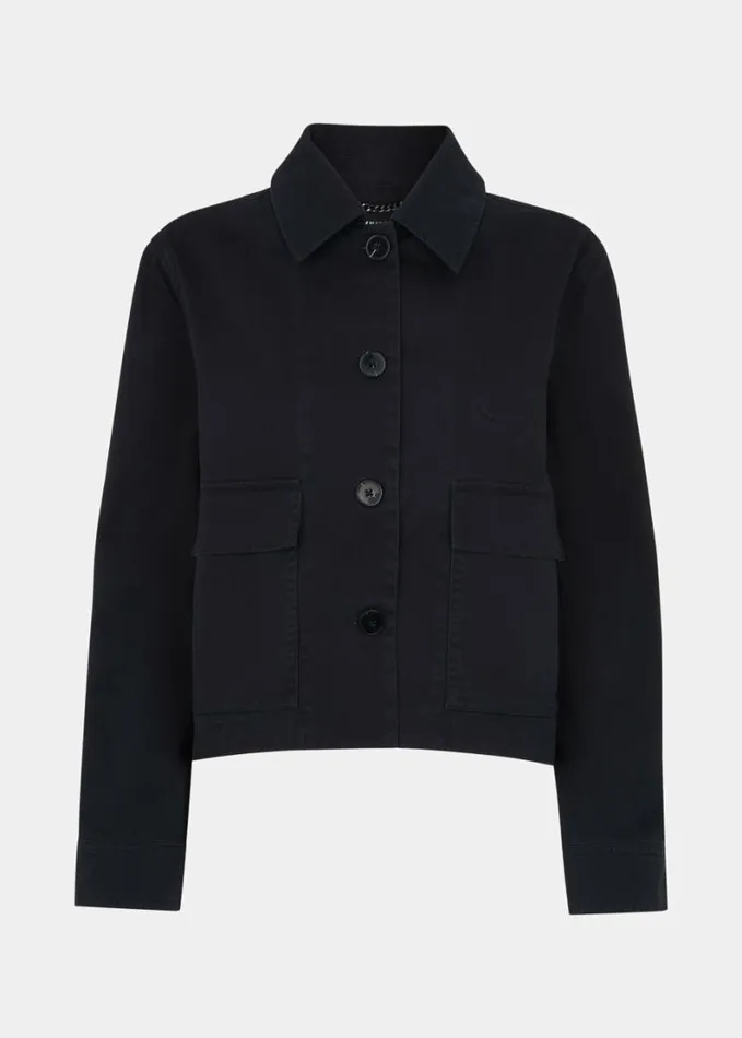 Whistles Marie Casual Jacket Washed Black Women Coats and Jackets