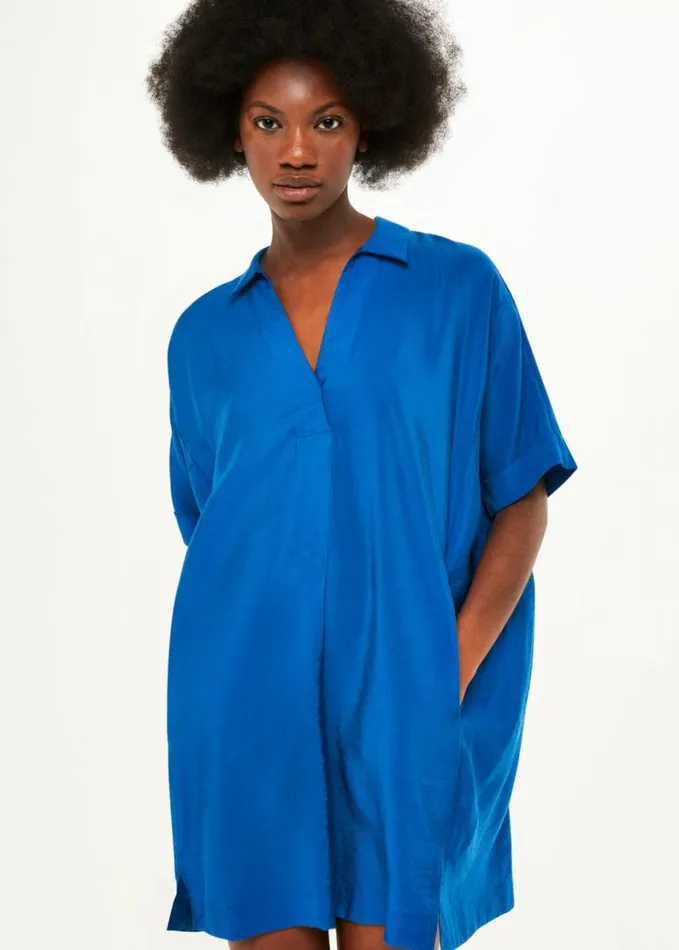 Whistles Melanie Relaxed Shirt Dress Blue Women Dresses