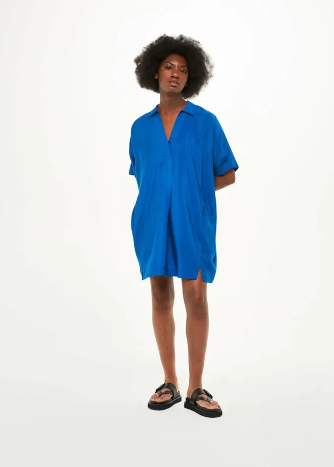 Whistles Melanie Relaxed Shirt Dress Blue Women Dresses