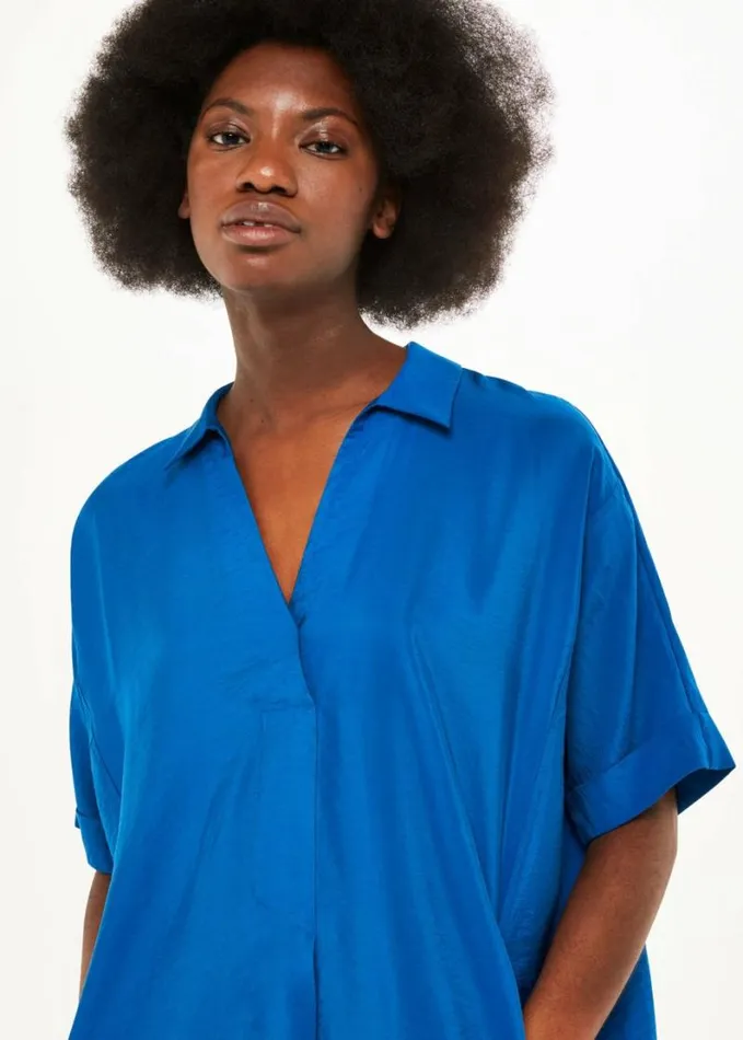 Whistles Melanie Relaxed Shirt Dress Blue Women Dresses