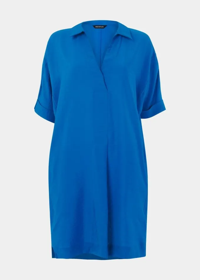 Whistles Melanie Relaxed Shirt Dress Blue Women Dresses