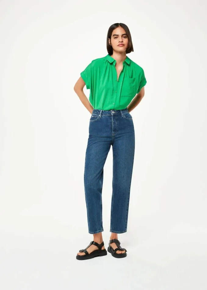 Whistles Nicola Button Through Shirt Green Women Tops